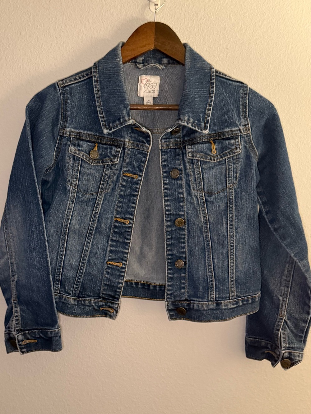 Place Light Blue Denim Jacket with Pink Heart Detail